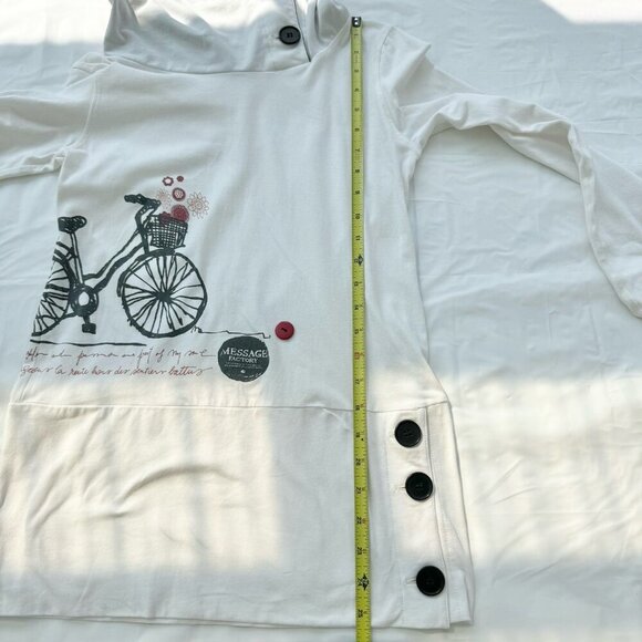 Message Factory Tunic Dress Womens XS Cycling Themed Cowl Neck Made In Canada - Picture 8 of 16